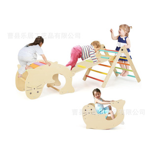 Wooden Climbing Frame Children's Gym Climbing Triangle Ladder Toy Toddler Multi-Functional Wooden Climbing Tripod