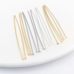 18K14K gold-plated color-preserving white gold silver rose gold T pin flat head pin lengthened T pin diy material