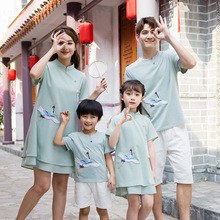 洋气母女装改良旗袍裙亲子装一家三口四夏装清凉2025新款潮中国风