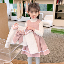 女童连衣裙2025新款中大童春秋冬法式甜美套装儿童公主两件套裙子