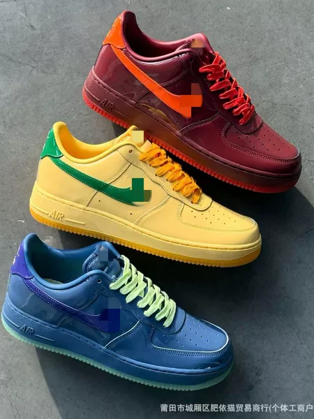 Putian Shoes Af1 Air Force One Sneakers Men's Patent Leather Candy Blue Low-Top Casual Sports Versatile Women's White Shoes