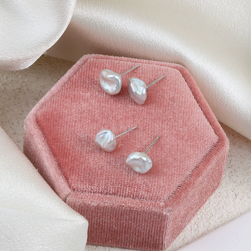 Keshi сине-серый натуральный измельченный серебряный жемчуг ушные гвозди в стиле барокко без ядра S925