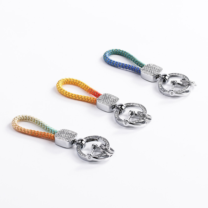 High-End Keychain Rhinestone Ring Zinc Alloy Key Ring Key Pendant Anti-Lost Key Pendant Gift