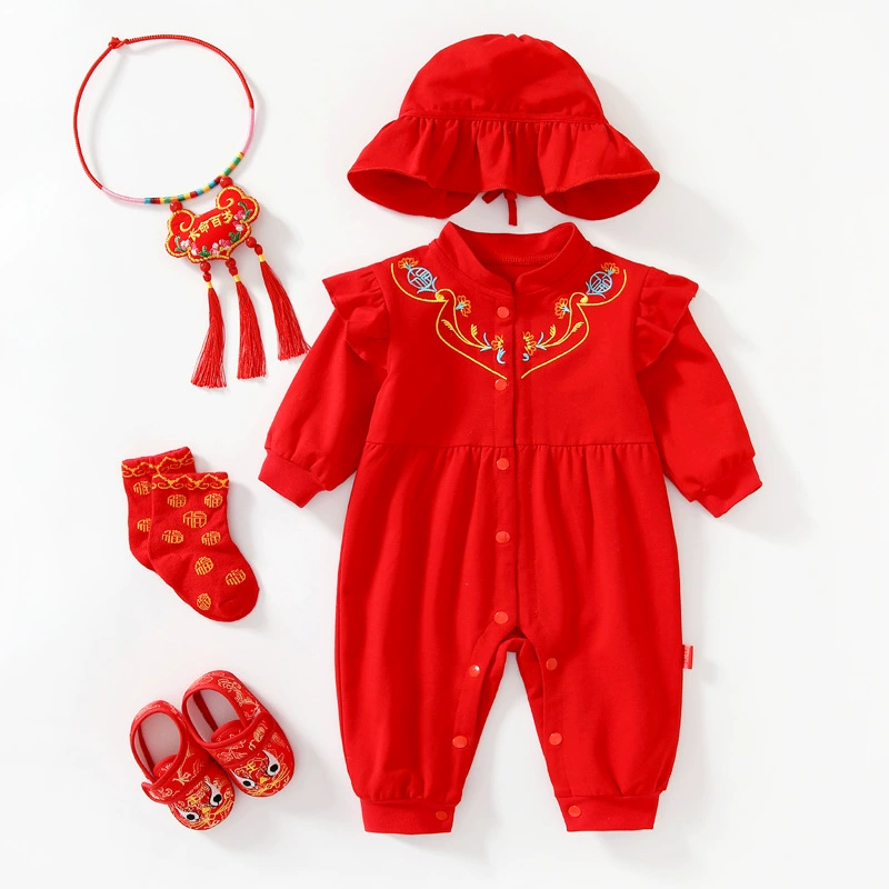  Baby full moon onesie 100-day weekly clothes baby boy Chinese style girl spring and summer festive year old Tang suit