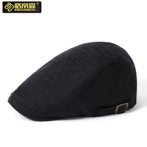 Linen Breathable Sun Hat for Men - Summer Outdoor Casual Duckbill Hat for Men - Wholesale Cotton Linen Beret Hat - Cross-border