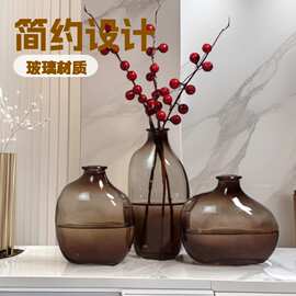 玻璃花瓶家居装饰冷饮店奶咖店隔板创意小摆件花瓶简约玻璃花瓶