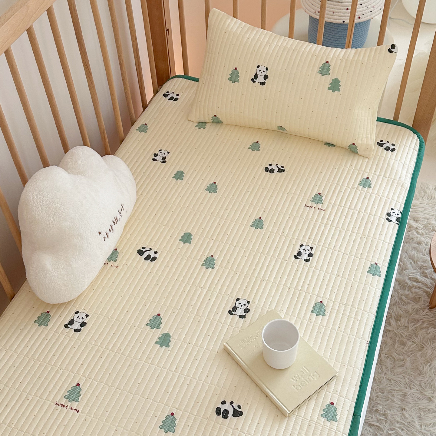 Baby and Kids Pure Cotton Bed Sheetss Thickeneded Quilted Sleeping Pad Spliced Bed Cover Class a Kindergarten Baby Thin Small Mattress Mattress