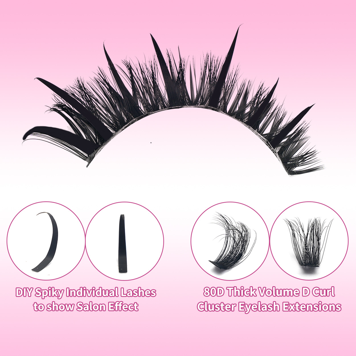 Versión actualizada Spikes Point Fairy + Fluffy 100D False Lashes DIY transfronterizo Europa y América segmentos fluffy80D