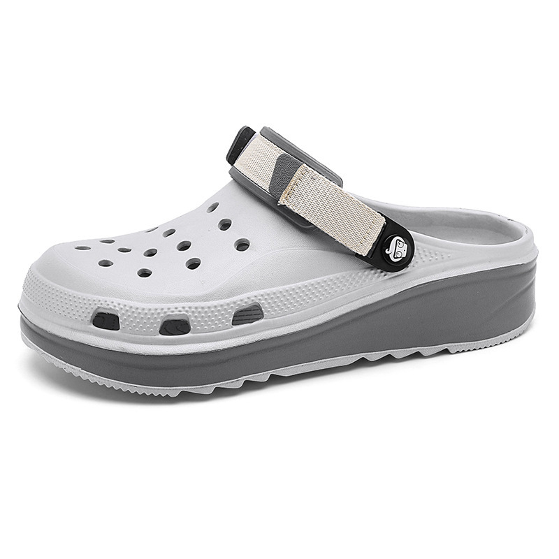 Una pieza de zapatos con agujeros para el cabello, verano para hombres, nuevas zapatillas de plataforma al aire libre, zapatos de playa casuales antideslizantes, zapatos de vadeo de gran tamaño