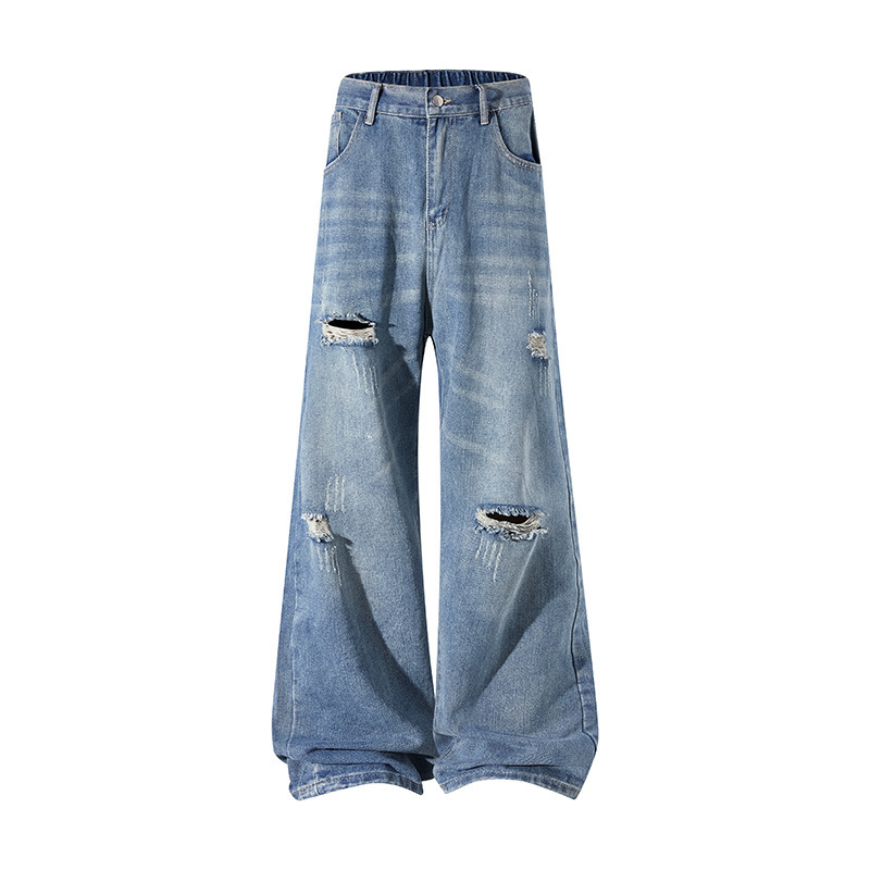 Yadu - Ripped Loose-Fitting Jeans for Men, Spring and Autumn, High Street Fashion Brand, Straight-Leg Wide-Waist Long Pants, Floor-Length Pants 501 Yadu - Ripped Loose-Fitting Jeans for Men, Spring and Autumn, High Street Fashion Brand, Straight-Leg Wide-Waist Long Pants, Floor-Length Pants 501
