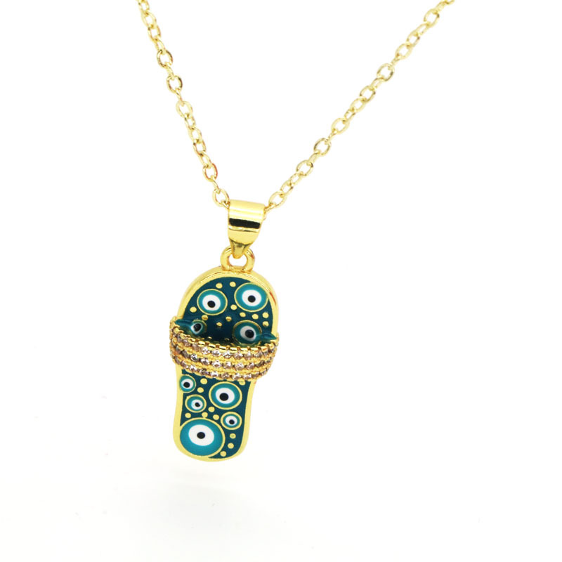 7g Weight 18K Gold Plated Plating Material Copper Pendant Material Zircon Inlay Material Pendant Necklace Classification Copper Chain Material cable chain Chain Type 1 Piece Quantity Holiday, Daily Occasion Copper Material Slippers Pattern Women's Gender Enamel, Inlay Design Casual, Simple Style Style Copper 18K Gold Plated Enamel Inlay Slippers Zircon Pendant Necklace 7