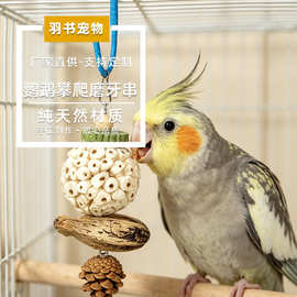 鹦鹉通草球松果鹦鹉啃咬玩具原木丝瓜组合悬挂串玄凤牡丹鸟磨牙解