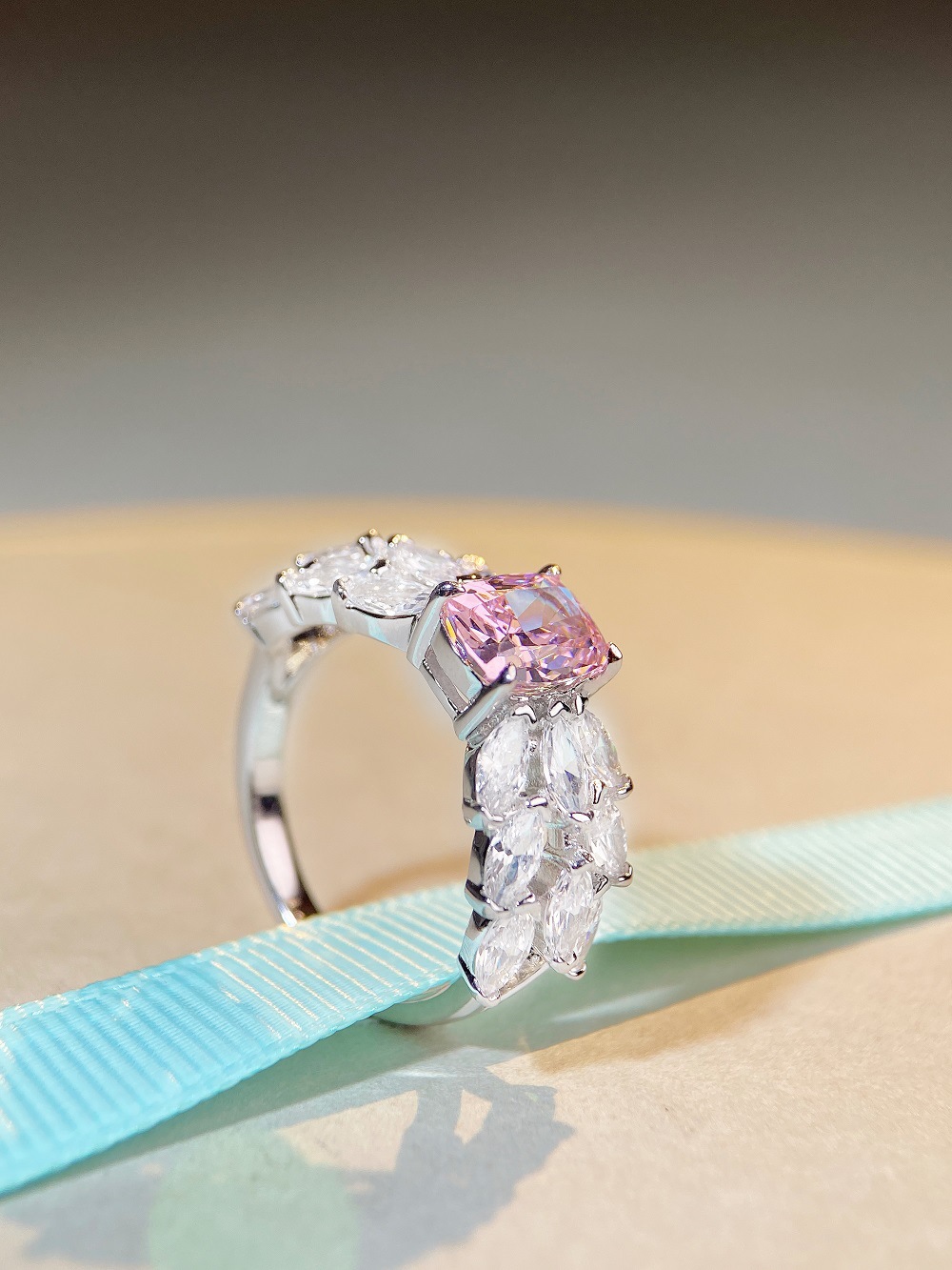 Fashion Rhombus Sterling Silver Plating Zircon Rings 1 Piece