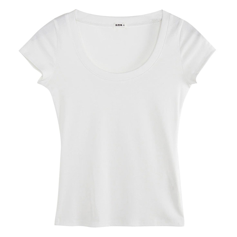 Camiseta de Manga Corta para Mujer, 230g, 100% Algodón, Estilo Verano 2026, Color Liso, Cuello Redondo, Versátil, Simple, Estilo Coreano image 1