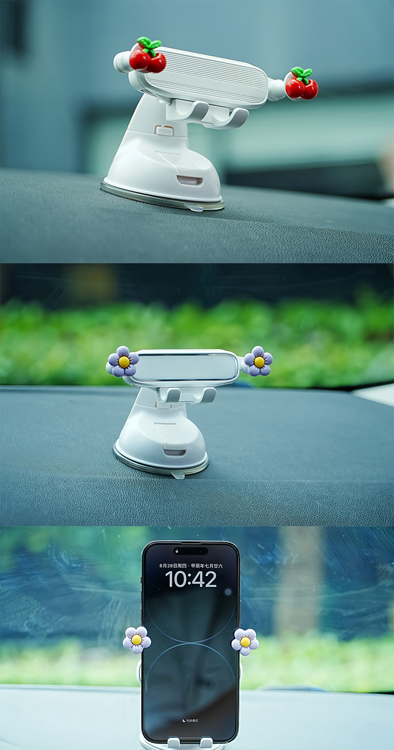 Longqi's New Cute Cartoon Car Mobile Phone Holder Suction Cup Universal Anti-Shake Car Navigation Holder Can Be Shipped on Behalf of Others
