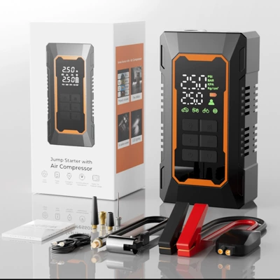 Car Air Pump Emergency Jump Starter All-In-One Portable Electric Inflator 12V Power Bank Cross-Border (Hava nasosu) - qb20-jump-starter-air-compressor-combo-8000mah-smart-clamps-22mm-cylinder