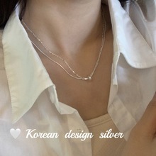 韩国小众设计款ins风 S925纯银双层抽拉蛇骨项链 女高级感显锁骨