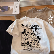 棉男女童短袖T恤夏季2025新款中小童卡通米奇外穿上衣百搭打底t