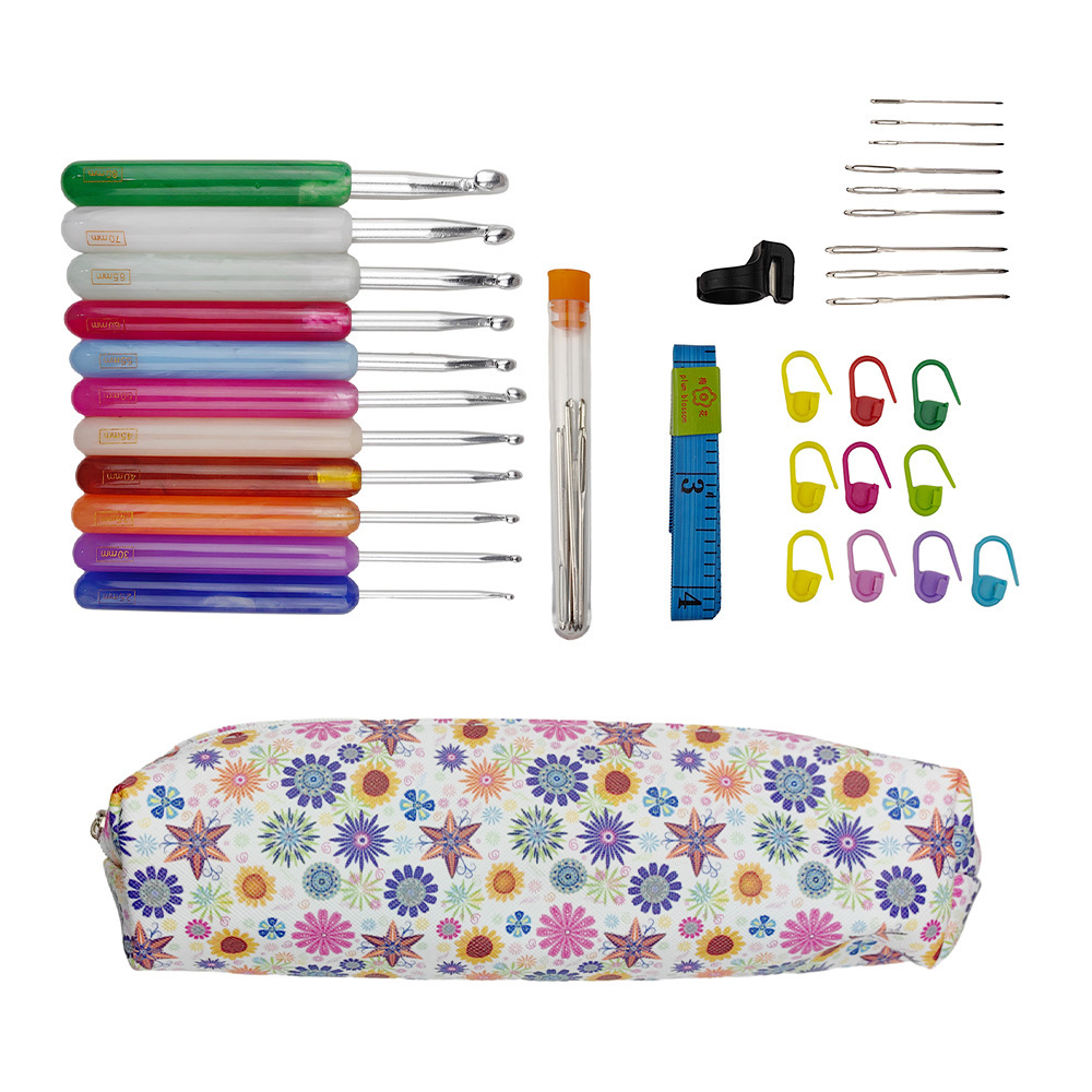 Transfronterizo colorido mango de resina transparente ganchillo 2.5 - 8.0mm un conjunto de 11 bolsas