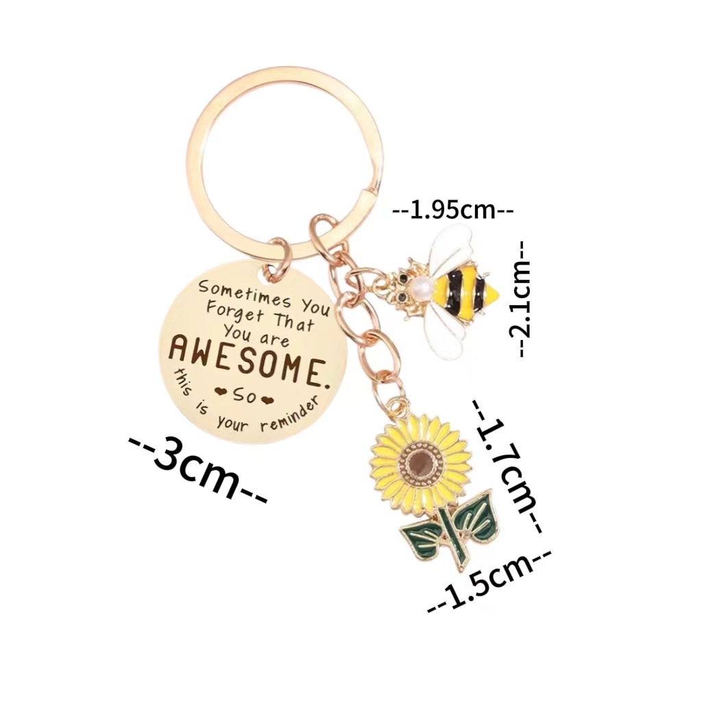 201 Stainless Steel Material Cute Sunflower Letter 201 Stainless Steel Unisex Women's Keychain