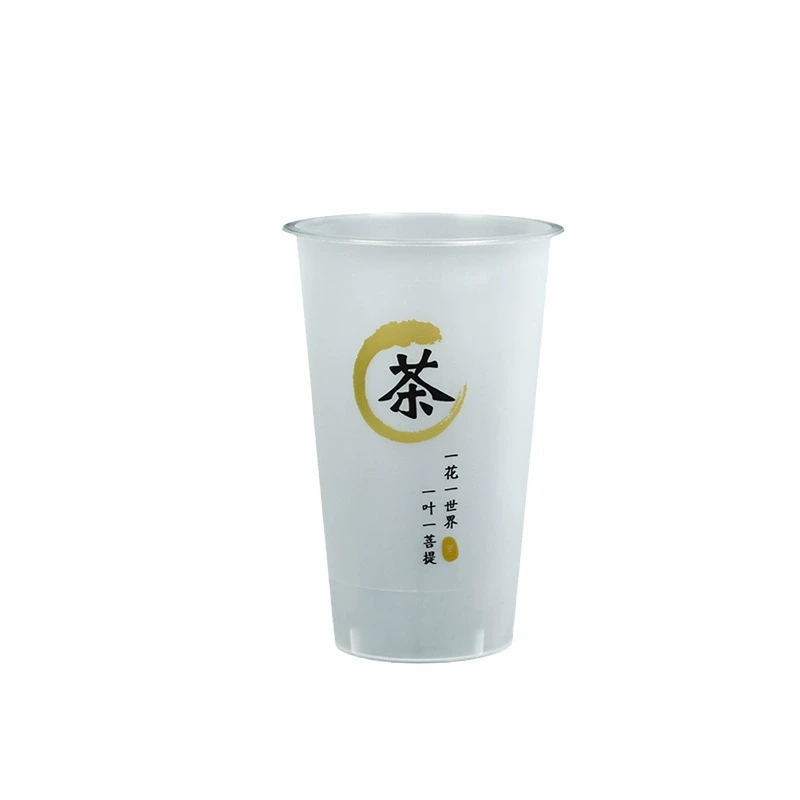 90-caliber disposable milk tea cup batch with cover leakproof and high temperature resistance PP material plastic cup takeaway juice drink cup