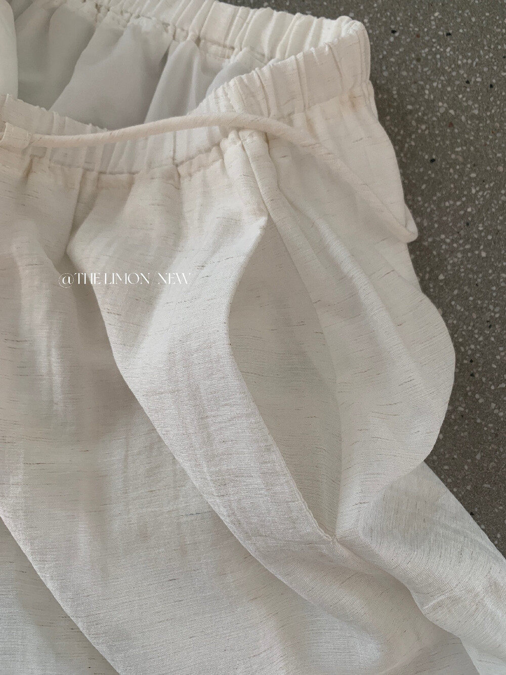 Quần culottes ống rộng cạp chun rút dây chất liệu linen mùa hè — Vàng nhạt, màu đen, trắng ngà, màu hồng chi tiết 9