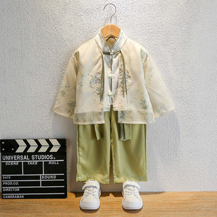 Children's Mid-Autumn Hanfu Boys New Chinese suit Spring and Autumn Young Master Long Sleeve National Style Tang Suit Baby One-Year-Old Dress