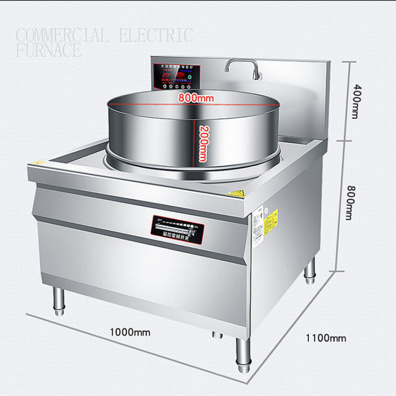horno electromagnético comercial comedor gran cocina 20KW alta potencia cóncava cocina electromagnética de una sola cabeza gran cocina electromagnética 15KW