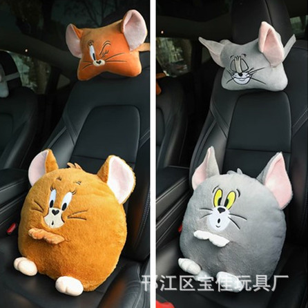 Japanese cartoon cute cat and mouse car headrest plush pillow pillow cushion car interior waist support