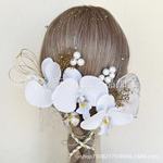 日本头饰和风和服白色蝴蝶兰发簪套婚庆高级感超仙古风发饰跨境