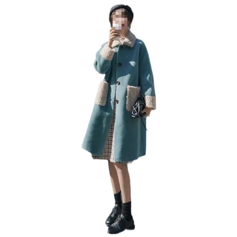 Warm velvet long jacket, coat, mid-length, oversize