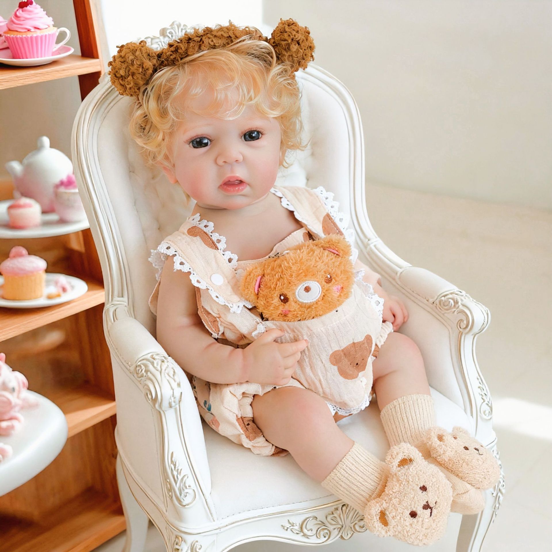 19 pulgadas Bear Harness Harness Ward simulación de muñeca renacida para acompañar a los niños regalos de cumpleaños de vacaciones