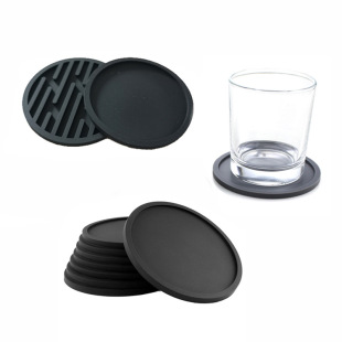 10cm thick PVC striped drain round coaster heat insulation soft glue milk tea Coffee MAT cup mat set Wholesale