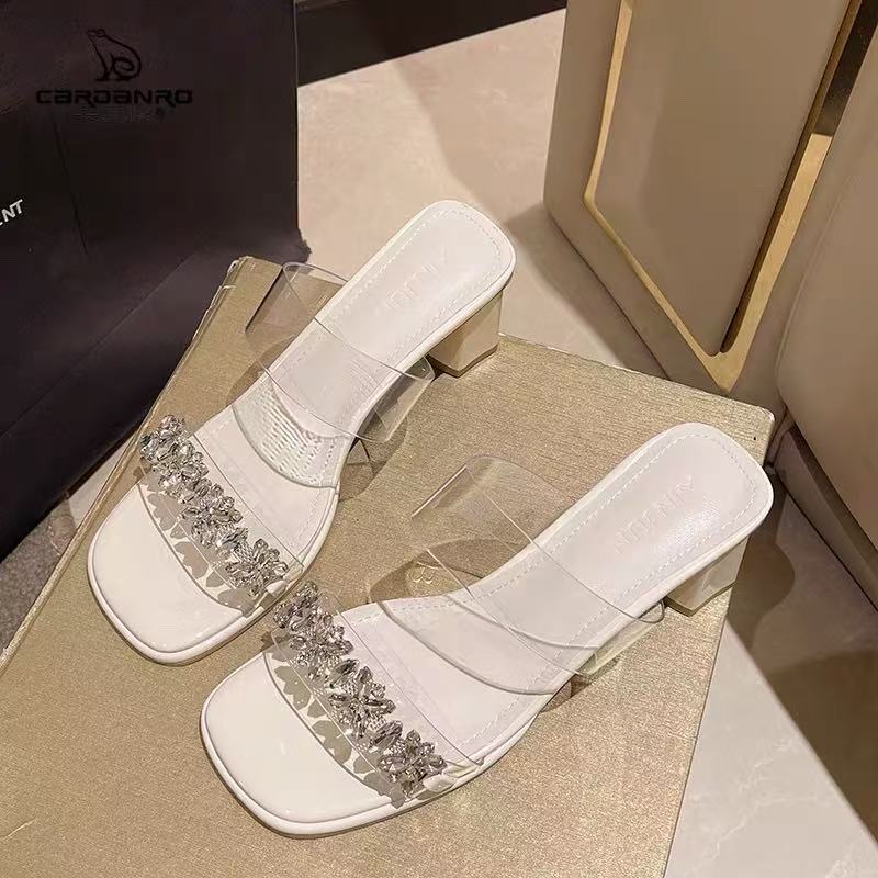 0510-49 6cm High-Heeled Slip-On Sandals for Women, Summer Outdoor Wear, New Style, Elegant Transparent Rhinestone Fairy-Style Cool Slippers 0510-49 6cm High-Heeled Slip-On Sandals for Women, Summer Outdoor Wear, New Style, Elegant Transparent Rhinestone Fairy-Style Cool Slippers
