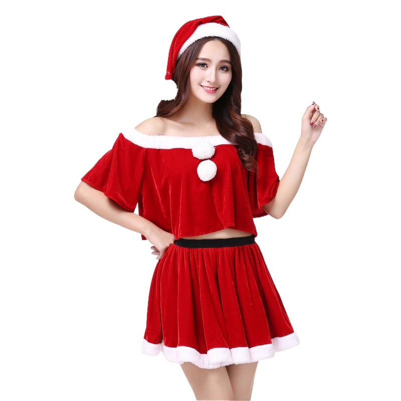 Сексуальный красный сексуальный Рождественский костюм Хэллоуин сценический костюм Рождество Косплей Костюм Рождественская вечеринка костюм $ x75