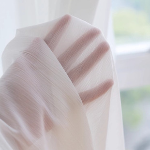 New Crumpled Chiffon Yarn Niche Wabi-Sabi Style Texture Plain Light-Transmitting Dreamy Living Room Balcony Window Screen