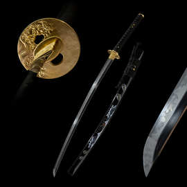 跨境手工日本刀浮世绘海浪东洋武士打刀一体T10钢长刀批发未开刃