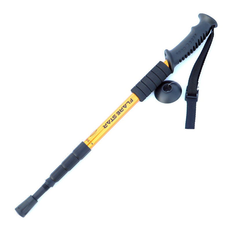 Four-section Straight-handle Trekking Pole, Outdoor Travel Walking Stick, Aluminum Alloy Telescopic Hiking Pole_voghion.com