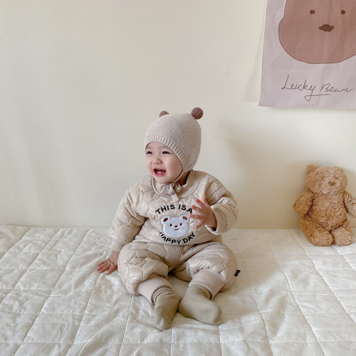 Korean baby clothes autumn and winter children's clothing newborn baby 0-3 years old quilted cartoon thickened suit boy suit winter 3