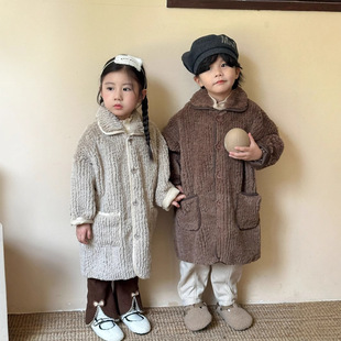 Children's Imitation Rabbit Fur Coat Girls' Fur One 2024 New Autumn and Winter Men's Children's Wear Mid-length Baby Coat