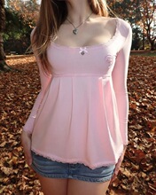 T 12274 Sexy Low-Cut Pink Loose Fit T-Shirt ��ɫ����T��