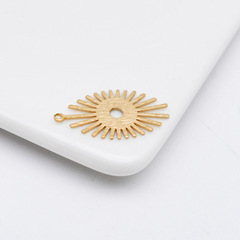 新品手鍊耳環項鍊小配飾diy銅飾品配件批發 跨境拉絲橢圓太陽花