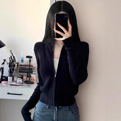韩版软糯拉链针织衫女士秋冬新品内搭休闲学院风毛衣外套卫衣上衣