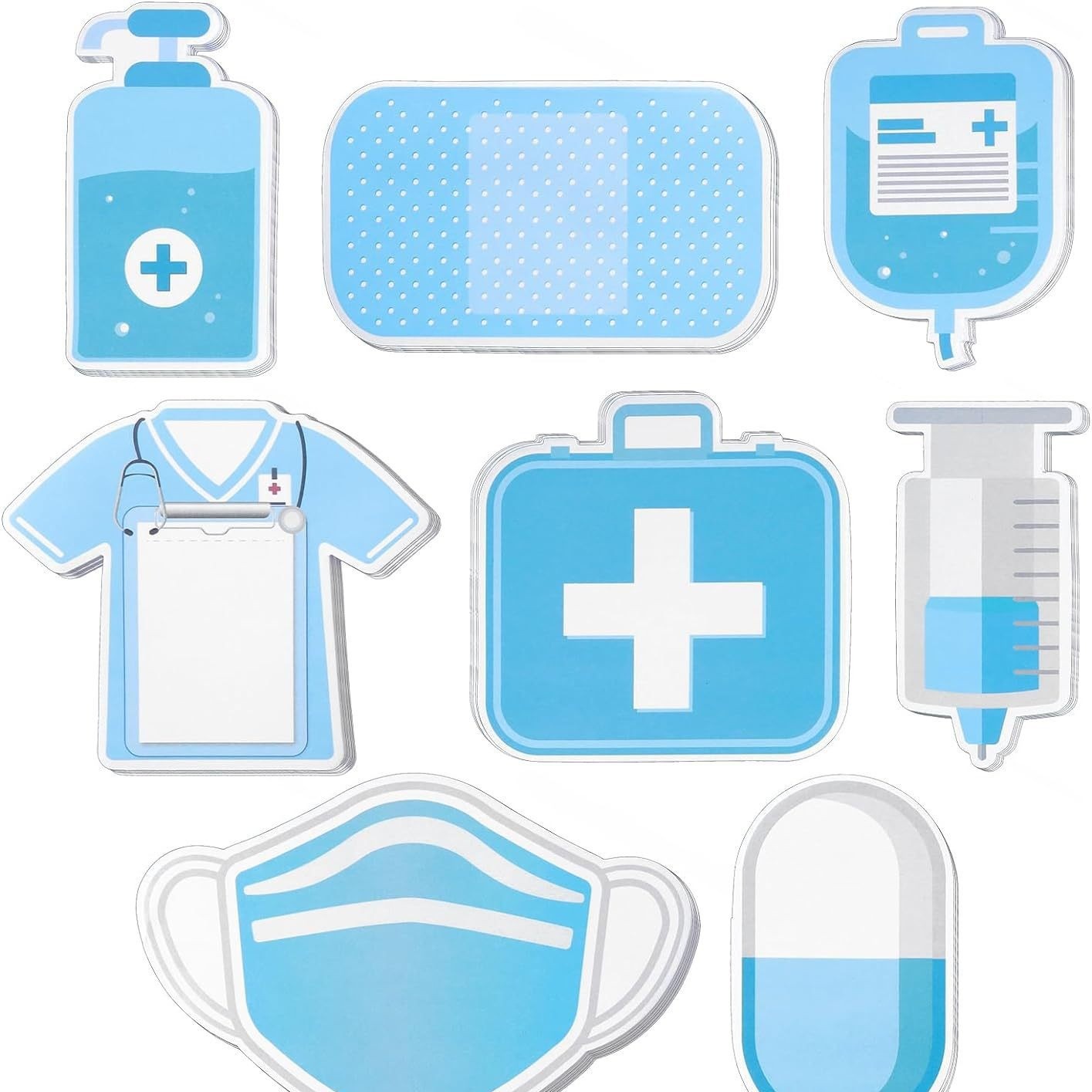 Bloc de notas adhesivas temáticas de atención médica transfronteriza, bloc de notas creativo para planificador, blocs de notas coloridos con formas especiales, admite personalización