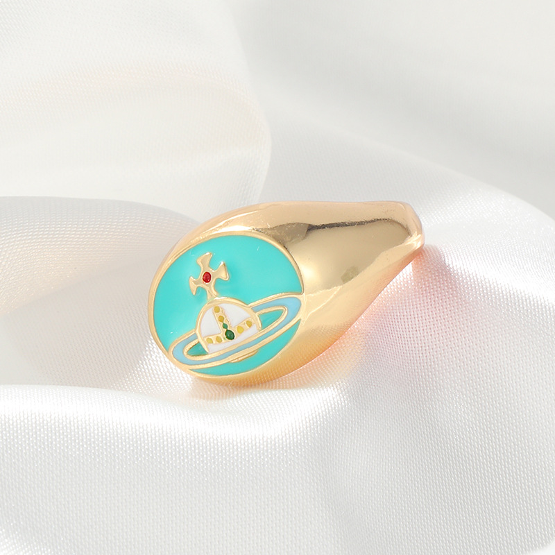 Basic Heart Shape Copper Enamel Open Ring 1 Piece