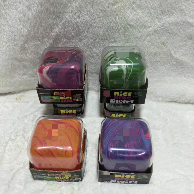 Cross-border stress-relief toy: Flowing pattern cube, slow-rebound ice cube stress-relief gadget, colorful swirl design Cross-border stress-relief toy: Flowing pattern cube, slow-rebound ice cube stress-relief gadget, colorful swirl design