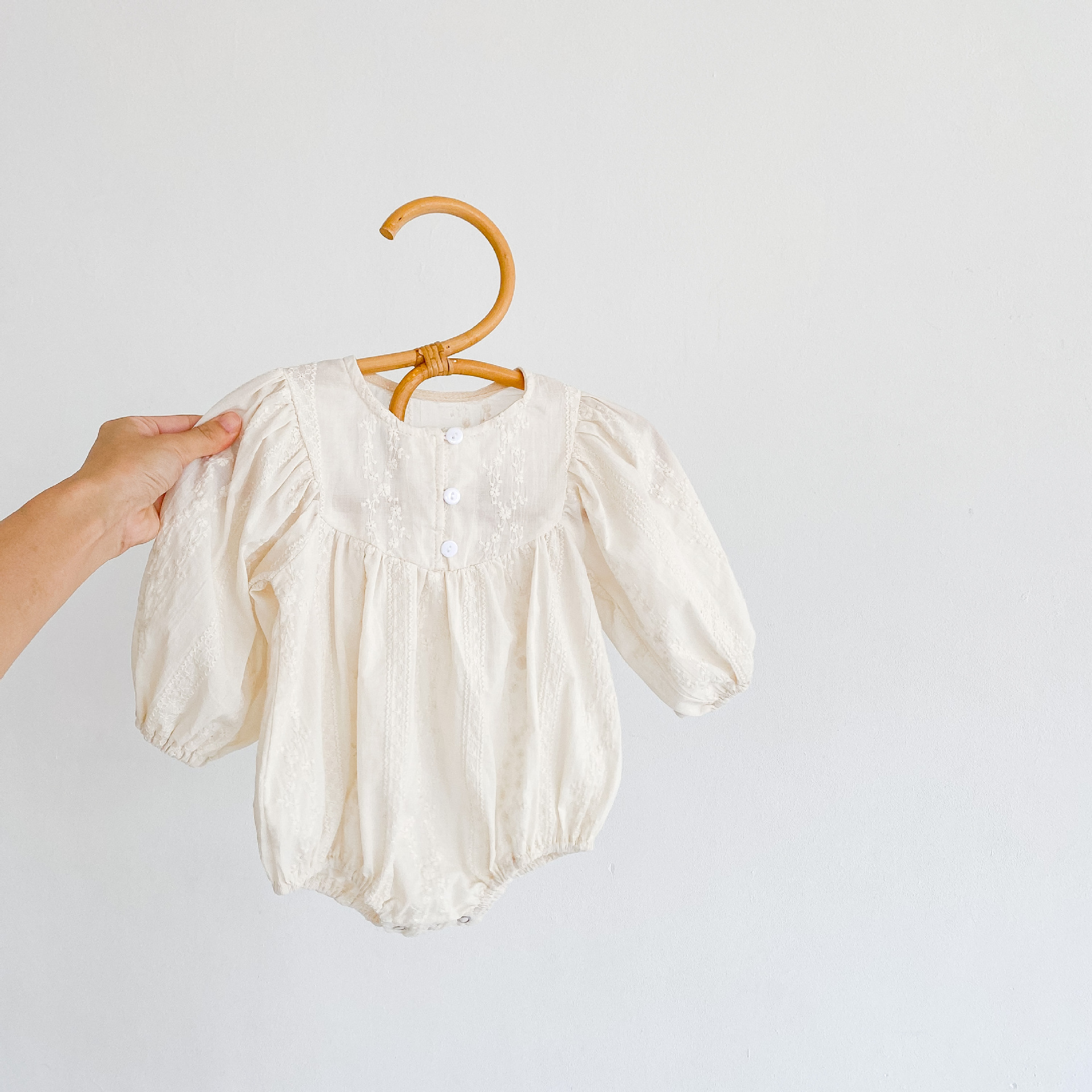 Ins2024 new spring and autumn season newborn baby girl jacquard round neck long sleeved hoodie jumpsuit_voghion.com