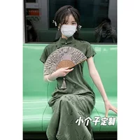 150 маленьких коротышек национальный ветер улучшенный открытый cheongsam женский летний стройный бедер средней и длинной версии нового китайского платья