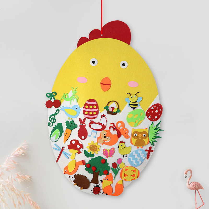 Suministro transfronterizo de los niños educativos hechos a mano de Pascua adornos decorativos de Pascua fieltro de pollo DIY colgante