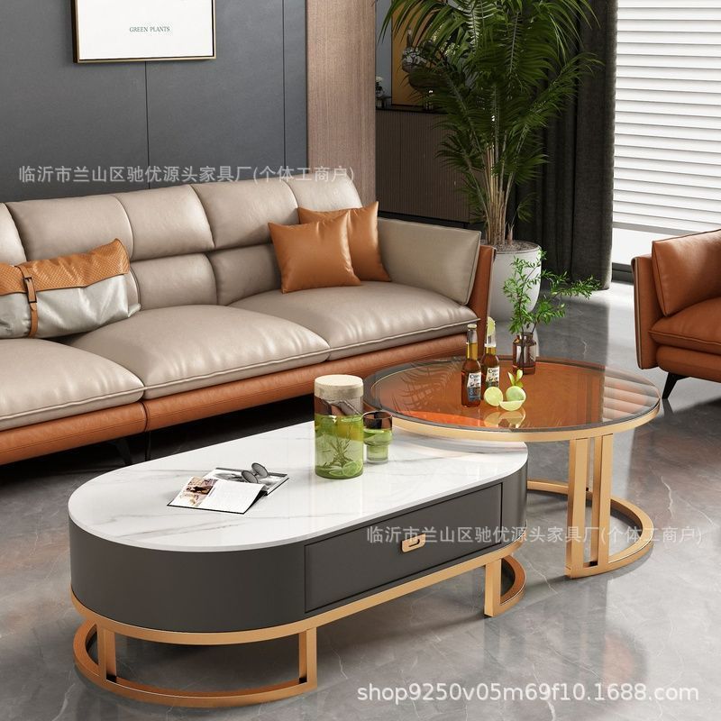 岩板茶几客厅家用轻奢现代简约小户型茶桌圆形2025新款茶网红茶几|undefined